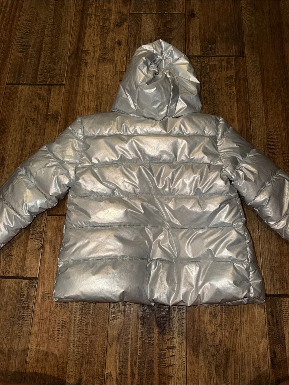 GAP Kids Shiny Silver Hooded Puffer Jacket